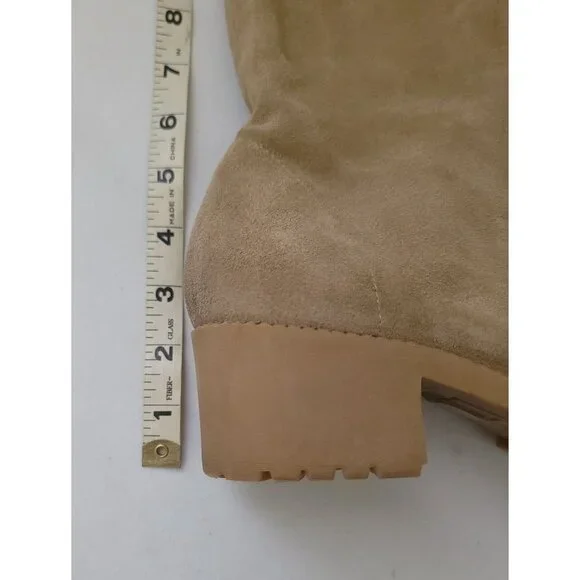 Mihaela Glavan Beige Mid-Calf Suede Boots With Block Heel Size 39 EU - Picture 9 of 9